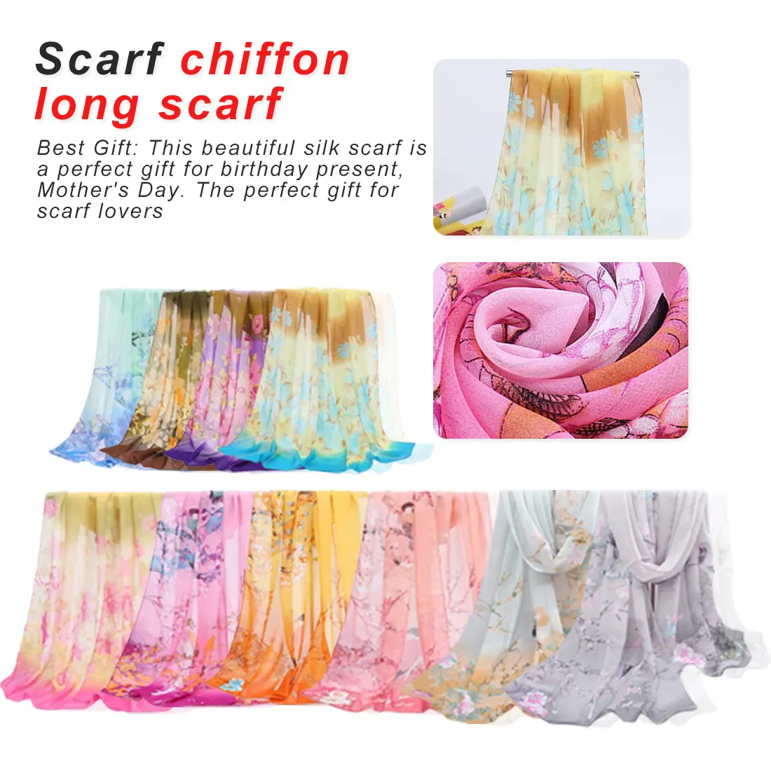 

Newest Fashion Women Shawls tree Printing Long Soft Wrap Scarf Vintage Lady Long Neck Large Scarf Shawl Chiffon Stole Scarves