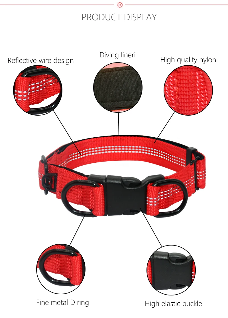 Нейлоновый светоотражающий мягкий ошейник для собак средних и больших размеров, прочный ошейник для собак из тяжелого сплава с пряжкой, ошейник для питомцев питбуля, овчарки