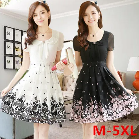 

2017 Летняя женская одежда для мам, цельнокроеное платье большого размера с коротким рукавом из шифона