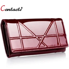 CONTACT’S Women wallets and purse plaid genuine leather wallet female clutch bag phone coin purse card holder money bag fashion