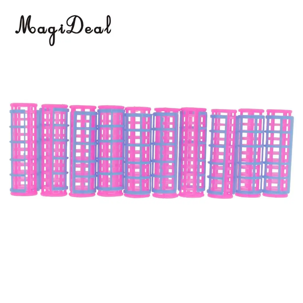 MagiDeal 10Pcs/Pack Plastic Hair Roller Curler for Dolls Make Up Accessories Dollhouse Decoration Girl Gift 2Colors