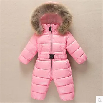 

Real Fur Baby Down Jacket Baby Clothes Boys And Girls Down Climbing Clothes Thickening Warm Overalls For Kids 9M-3T