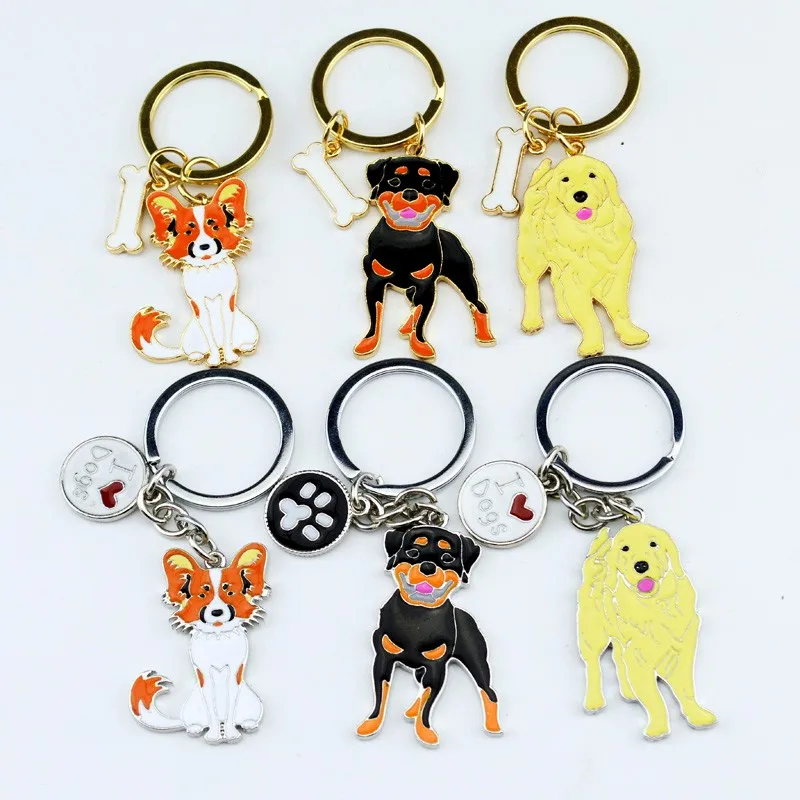 Женский металлический брелок с кулоном в виде мопса и ног|golden retriever keychain|best keychaindog