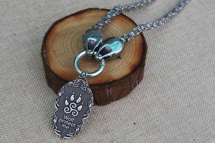 viking Men stainless steel necklace viking wolf head with norse Fenrir wolf mjolnir pendant norse talisman ethnic jewelry viking Men stainless steel necklace viking wolf head with norse Fenrir wolf mjolnir pendant norse talisman ethnic jewelry