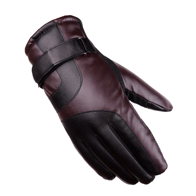 Профессиональные Нескользящие перчатки для мужчин, для езды от ветра, теплые перчатки, зимние женские с толстым флисом, унисекс, теплые, для сноуборда - Цвет: J03 PU-coffee