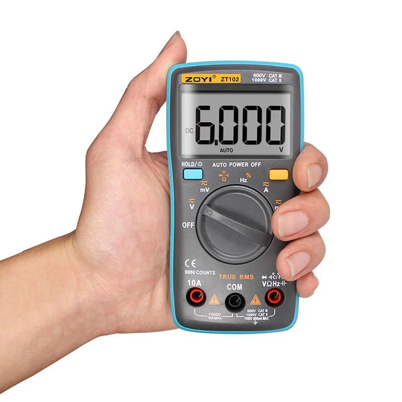 Koop Zoyi Zt102 Digitale Auto Range Draagbare Multimeter 6000 Telt Backlight Ampèremeter Voltmeter Ohm Engels Handleiding
