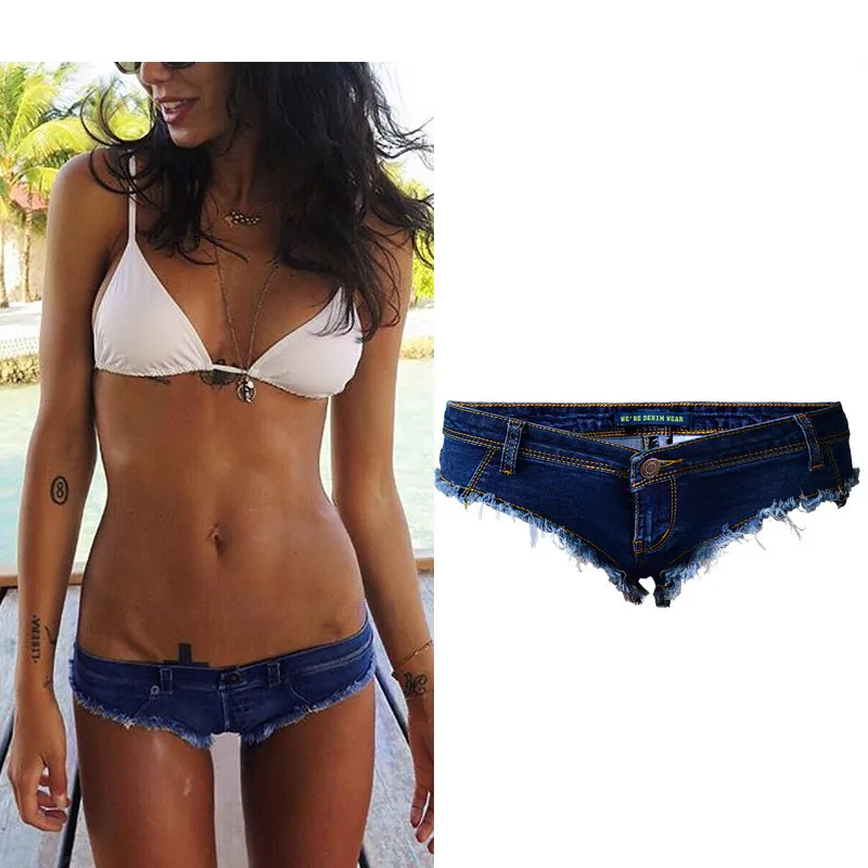 Summer Sexy Low Waist Denim Women Jeans Skinny Elastic Mini Short Pants Hot Butt Tight Exposed Night Club Women Blue Pants Jeans (8)