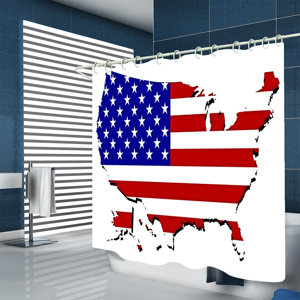 Занавеска для душа с рисунком флага США водонепроницаемая занавеска ванной из