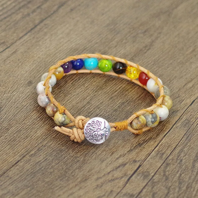 Bracelet Perle 7 Chakras vrai pierre d'onyx