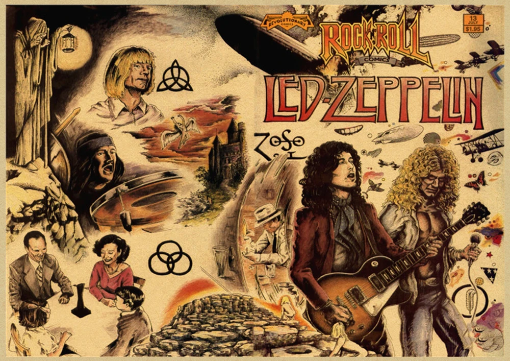 Led Zeppelin рок-музыка крафт-бумага постер для бара/Кафе Ретро плакат декоративной живописи