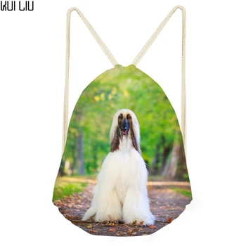 

Customized Image School Bags Afghan Hound Dog Lover Printing Backpacks Girls Softback Storage Drawstring Bags Students Book Bags