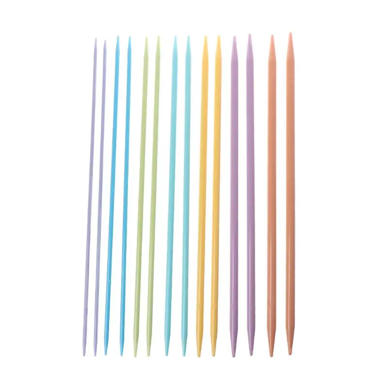 

7Pairs 14Pcs In 7Sizes Multi-Color Plastic Knitting Needles Set Double-Pointed Knitwear DIY Tools Wool Weave Craft