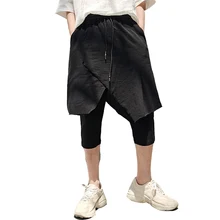 

18 Summer Cotton Literature Youth Culotte Man Seven Part Pants joggers streetwear hip hop personality city boy trend exquisite