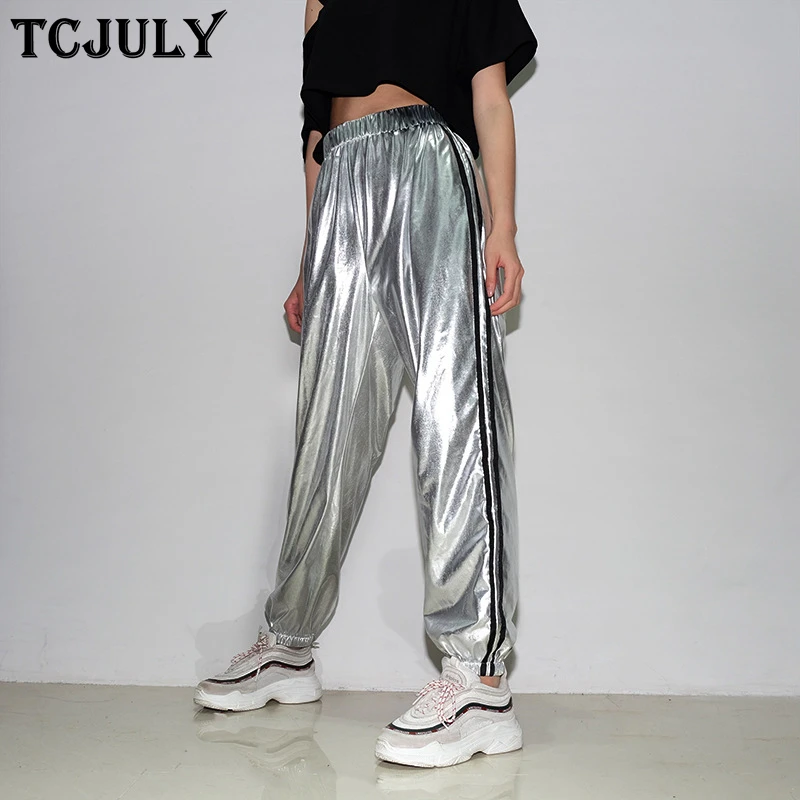 silver side stripe trousers