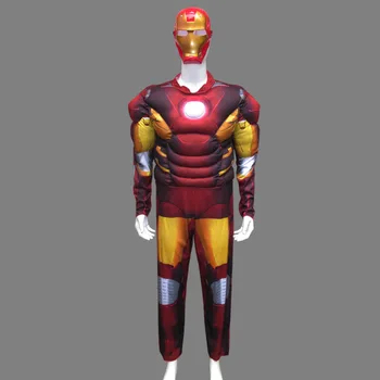 

free shipping 2016 Iron Man muscle Costume Ironman superhero jumpsuit for adult movie costumes halloween party cosplay costume