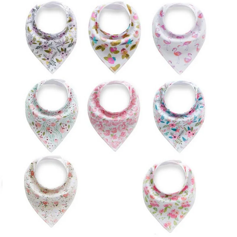 Owlzz детские нагрудники 4 шт./лот младенческой Цветочные хлопковые для маленьких мальчиков девочка мультипликационный персонаж Животные треугольные нагрудники для новорожденных Слюнявчик