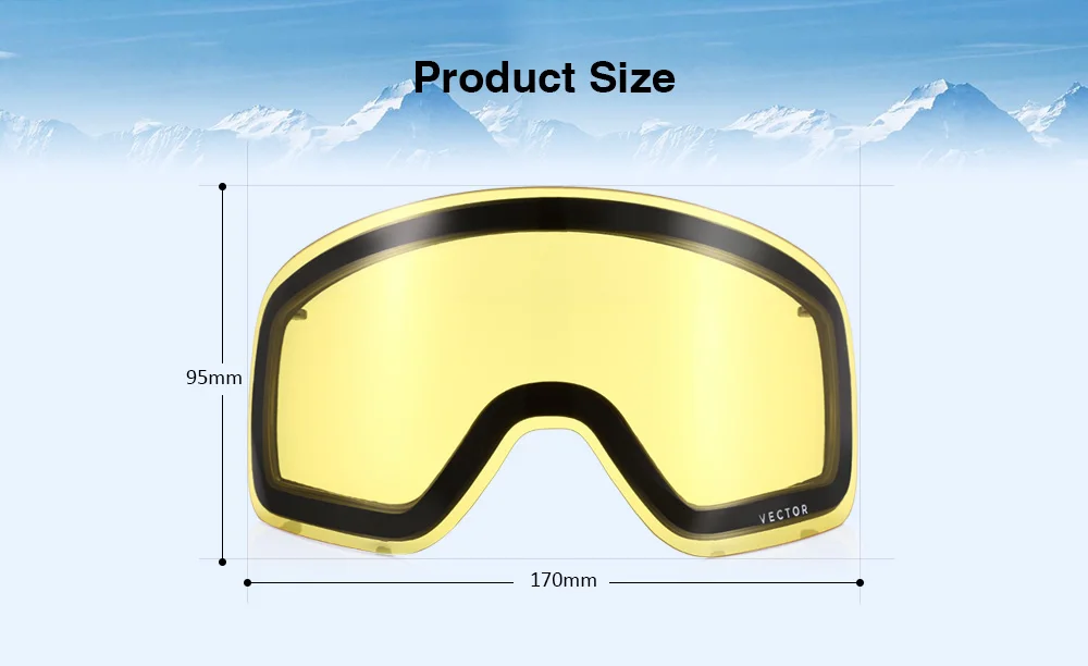Вектор с двойным слоем Анти-туман заменяемый объектив для катания на лыжах, сноуборде