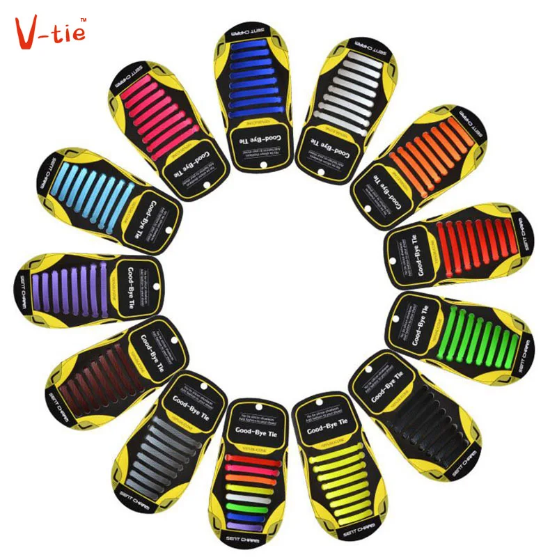 

New 1 Set 16 Roots New Fashion Unisex Adults Kids Shoelaces No Tie Elastic Shoes Laces Creative Silicone Laces Solid Color Suit