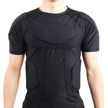 Спорт на открытом воздухе сжатия сотовые рубашка предотвращения столкновений футболка с короткими рукавами защитный Шестерни Баскетбол Футбол Защитите ткань