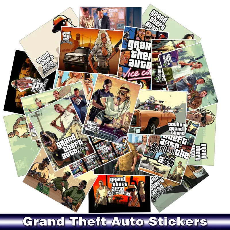 25 шт./упак. Grand Theft авто мультяшная игрушка наклейки для стайлинга автомобиля