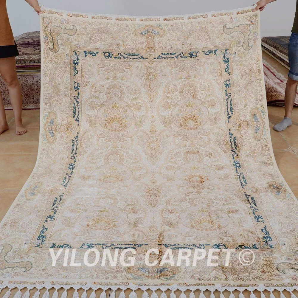 Yilong 5,5x" ручной работы бежевый ковер цветочный ручной работы турецкий ковер(1190