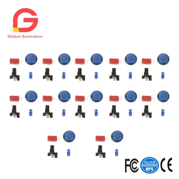 

12 Mini Round Illuminated Arcade Video Game LED Pushbutton Plastic Push Button Switch LED Light Blue
