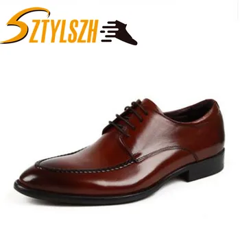 

mens formal shoes genuine leather Derby shoes for men black 2019 business dress suit shoes wedding shoes laces leather brogues