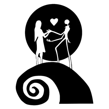 

13cm*17cm Jack And Sally Moon Nightmare Fashion Car Sticker Black/Silver S3-5411