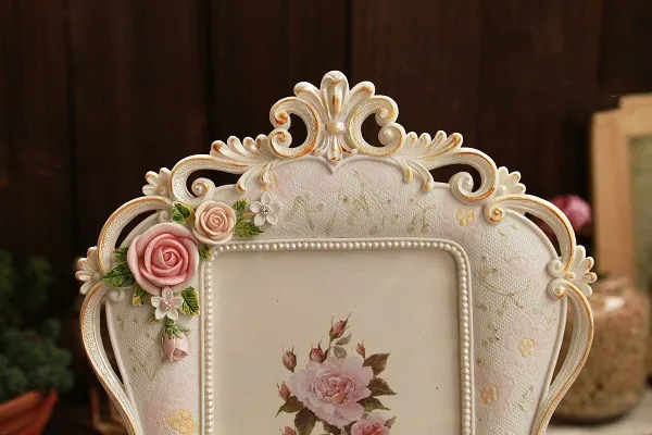 Европейский стиль рамка из смолы для картины Фоторамка "Белая роза ручной цветы моделирования фоторамка Свадебная домашнего декора подарки ремесла