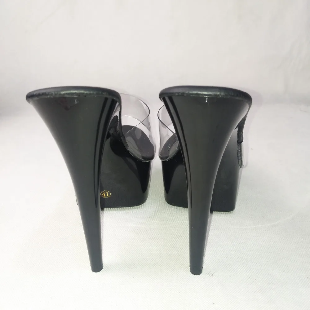 sexy high heels painted soles 6in thick high heel party slippers large size transparent upper 15cm