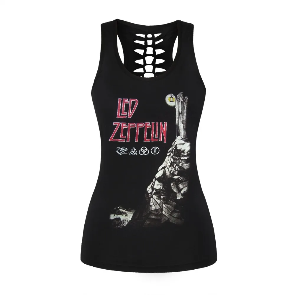 Women Rock Band Vest Cut Out Backless Tanks Tops New Lady Sexy Summer