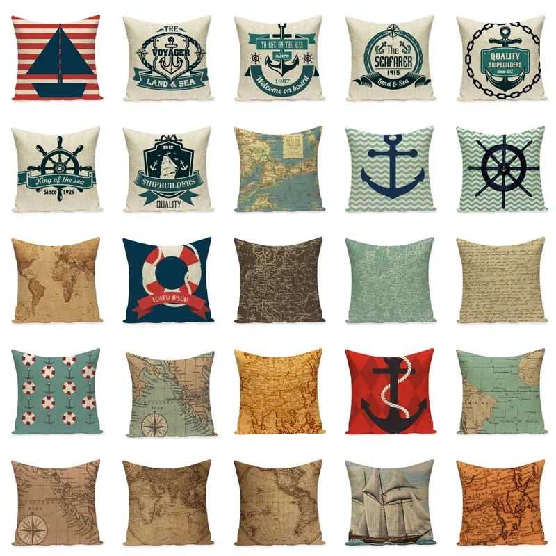 Nautical Series Pillow Cover Decorative Square Pillow Cases for Sofa
