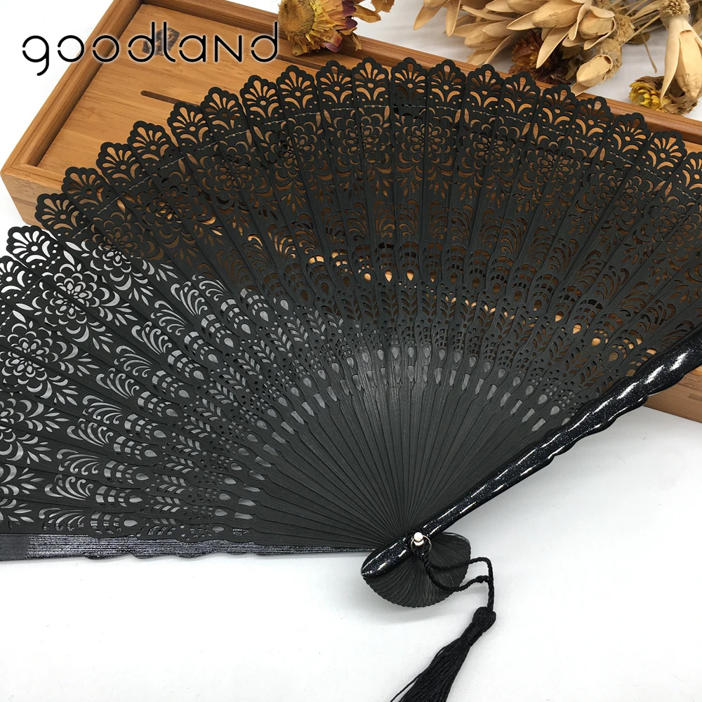  Free Shipping 5pcs Black Bamboo Trim Hollow Out Hand Folding Fans Wedding Invitations Deco Mariage  - 32820861639