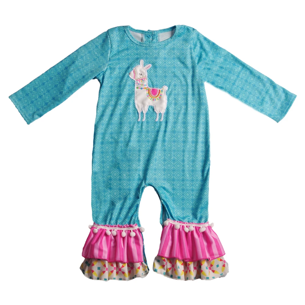 

Conice NINI Baby Alpaca Pattern Boutique Romper Popular Infant Ruffle Clothing Girl Children Cotton Girl Romper 2GK811-820