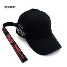 Корейская Регулируемая хлопковая бейсбольная кепка с буквенным принтом сбоку и длинным поясом, модная женская Повседневная Хип-хоп бейсболка, мужская Кепка Gorras