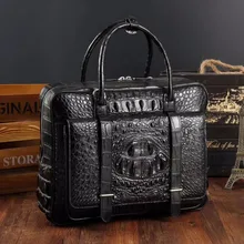 Натуральная кожа крокодила мужская деловая сумка для ноутбука brefcase черный цвет с передним карманом