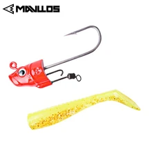 Mavllos Black Minnow Jig Head Fishing Lure Lead Head 18g/25g/35g/45g Soft Bait T Tail 10cm Barbed Hook Hard Jigging Fishing Lure silicone plastic fishing bait hook w tail black fluorescent green