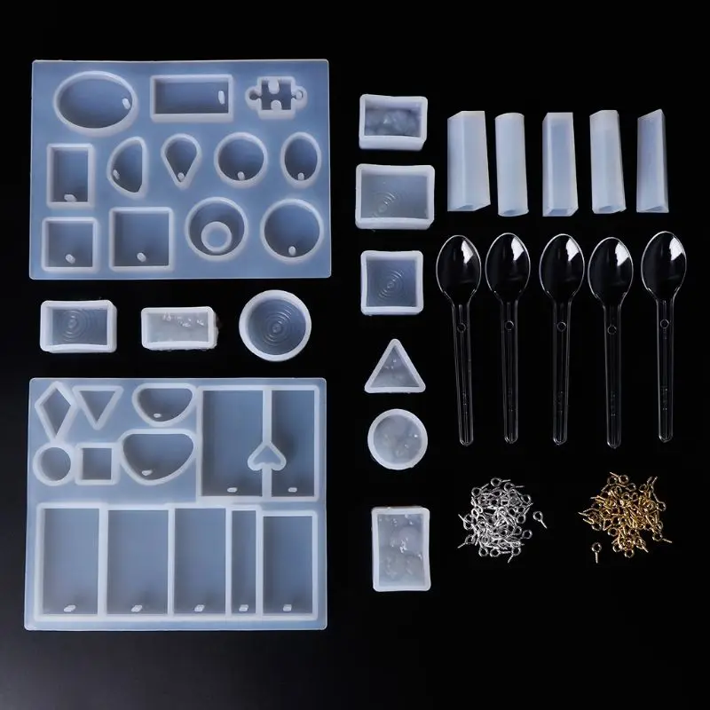 1 компл. силиконовые формы для смолы с застежкой в комплекте с ложкой DIY ювелирных изделий инструменты эпоксидной пластмассовое зеркало