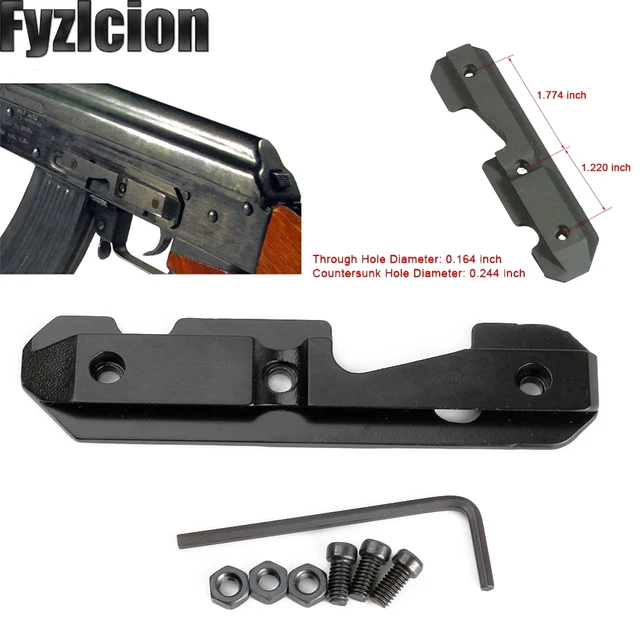 AK47 steel dovetail Side Plate Rail Scope Mount For both milled or stamped receivers. Accepts a
