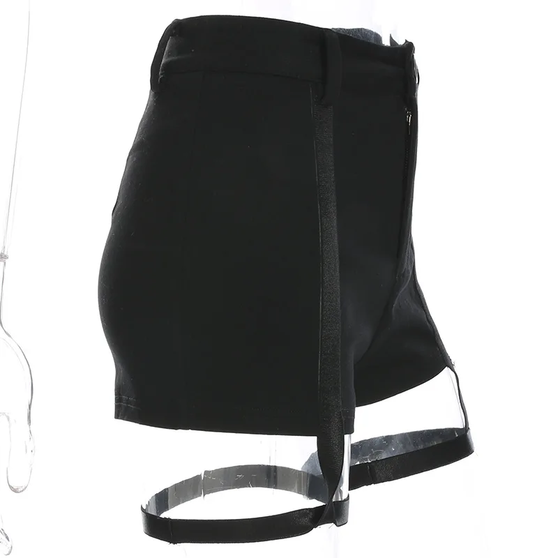 Летние женские сексуальные черные шорты стиль полые ремни крест-накрест Кнопка Fly Талия повседневные женские шорты