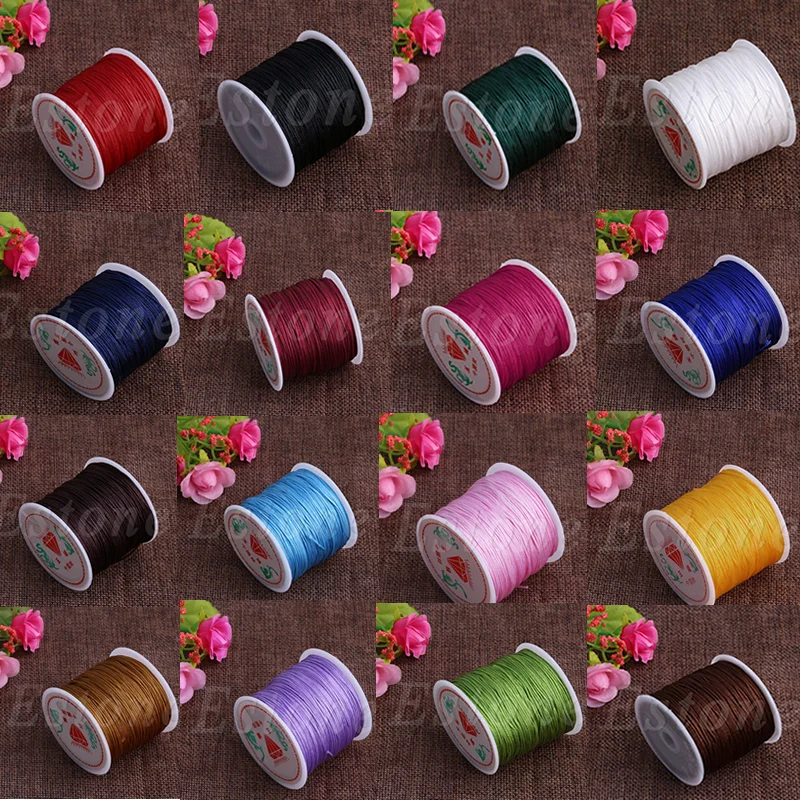 

0.8mm Nylon Cord Thread Chinese Knot Macrame Rattail Bracelet Braided String 45M 17 color for choose