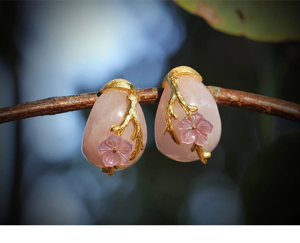 cristal rosado criativo artesanal jóias finas flor de ameixa brincos para mulher