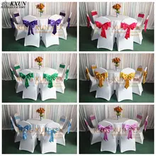 Дизайн лайкра спандекс стул лента пояс с атласным галстуком-бабочкой для банкета свадебное украшение для стула