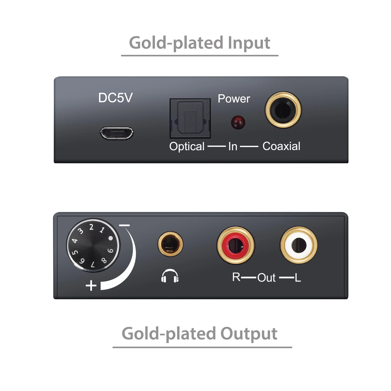 eSYNiC 192kHz DAC Converter Optical Coaxial Toslink to Analog Stereo RCA 3 5mm Headphone for HD DVD Volume Control Audio Adapter