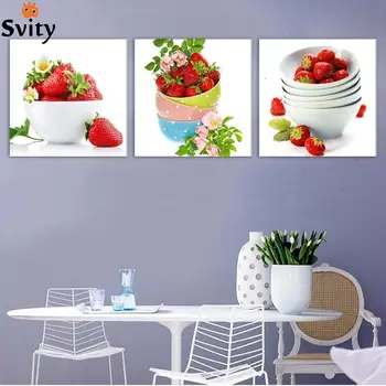 

Giveaway wall sticker fruit Strawberry canvas painting modern wall paintings for kitchen wall picture paint on canvas prints