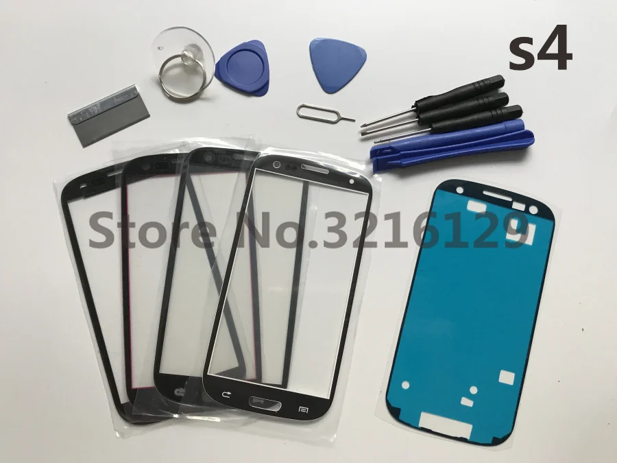 Черный/белый/синий передняя внешняя стеклянная линза Замена для samsung Galaxy S4 i9505 I9500 i9506 i337 M919 lcd сенсорный экран+ клей