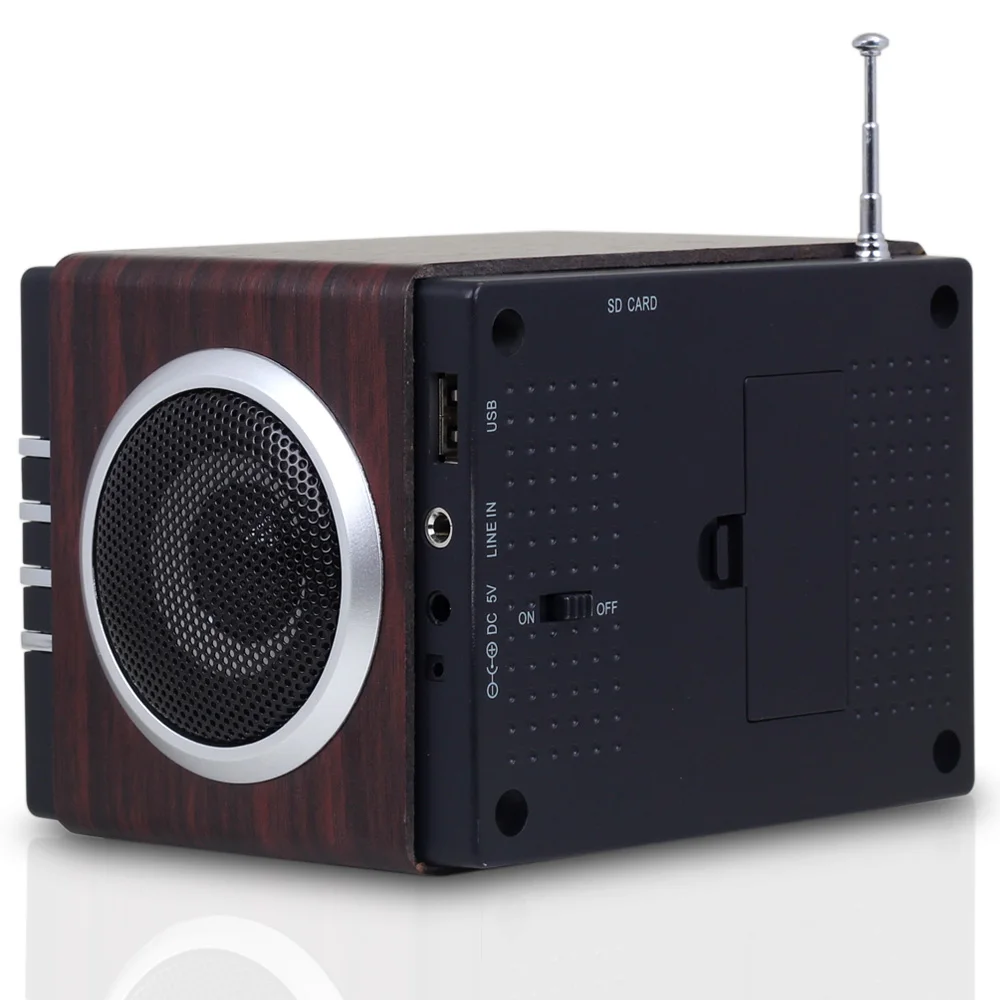 August MB300B деревянная мини стереосистема MP3 и FM радиочасы с SD картридером разъемами