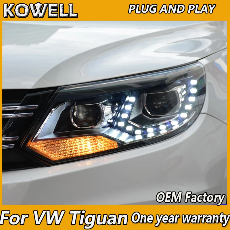 KOWELL автомобильный Стайлинг для VW Tiguan фары 2013 Tiguan светодиодный фонарь светодиодный DRL Биксеноновые линзы фары дальнего ближнего света для парковки