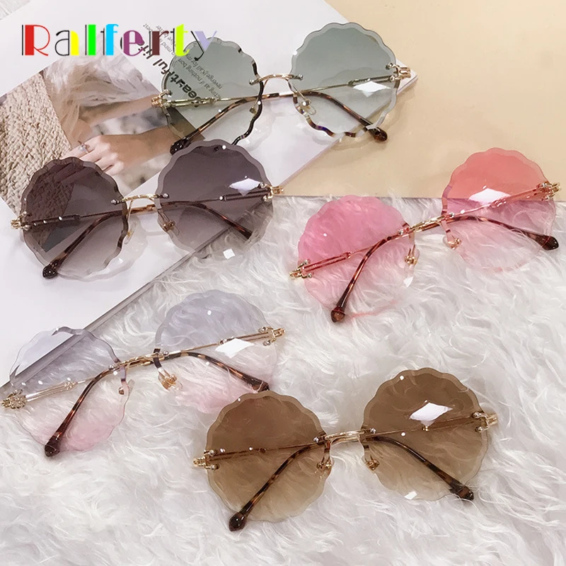 

Ralferty 2019 Round Sunglasses Women Luxury Brand Vintage Retro Gradient Sun Glasses UV400 Female Oculos Rimless Sunglass M19001