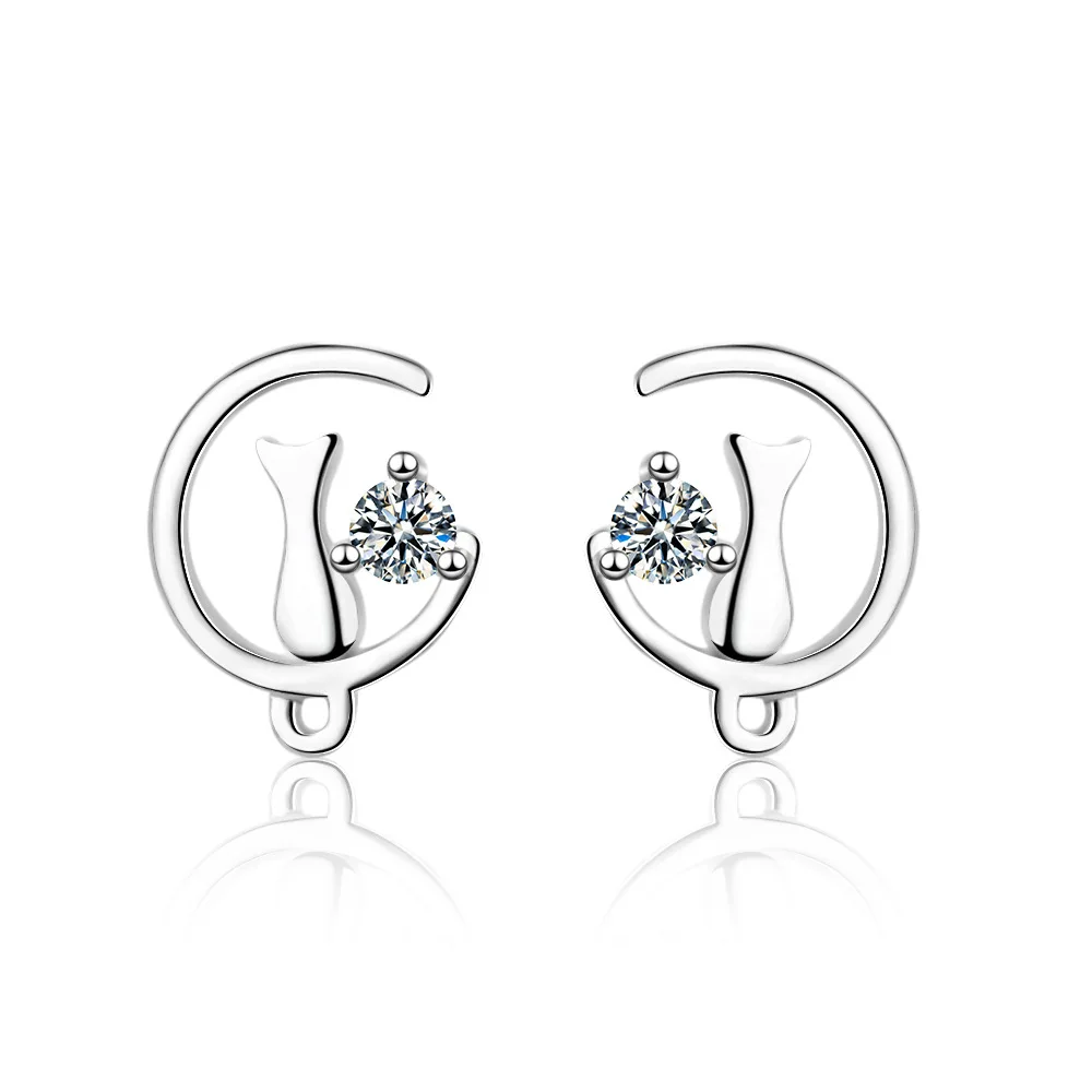 cat stud earrings  zircon jewelry  (3)